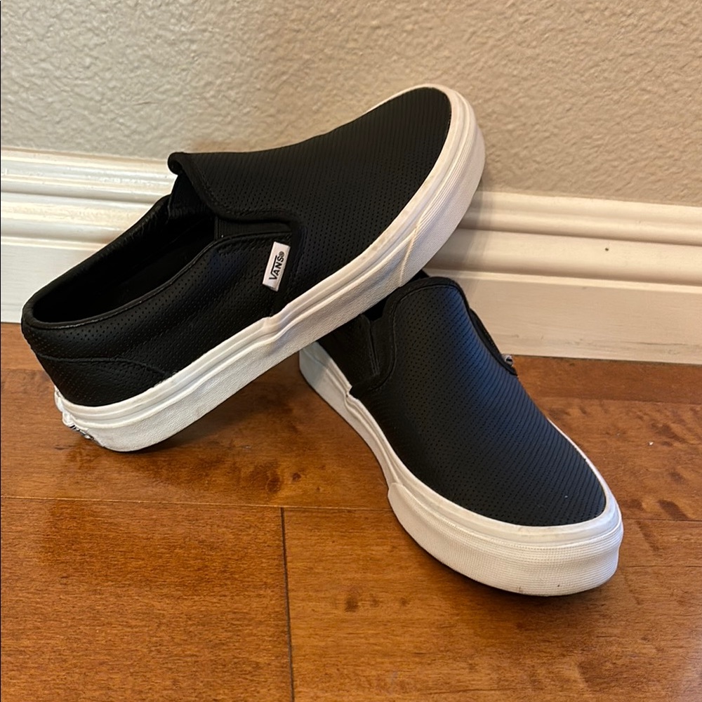 Vans Black and White Slip-On Sneakers size 7